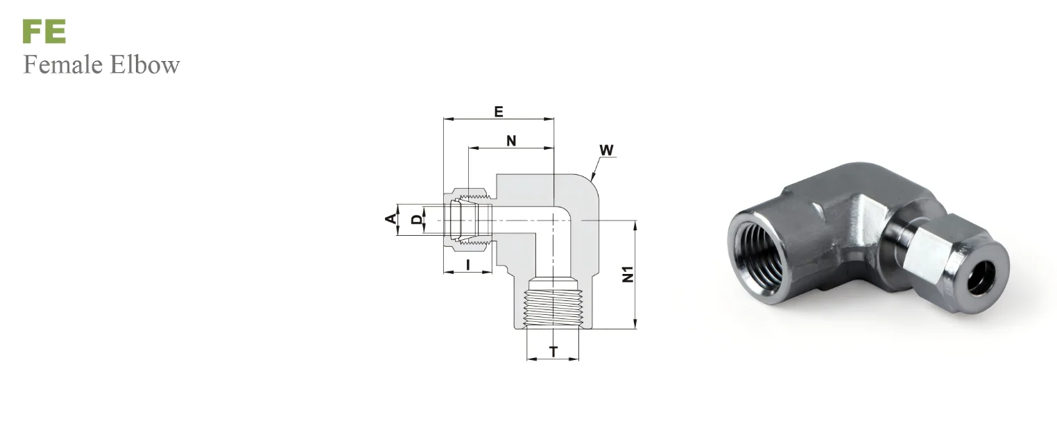 Переходник угловой FE: FNPT - OD дюйм / Type FE FNPT - Tube fitting inch